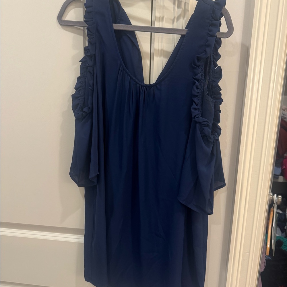 Glam Navy Ruffled Women's Dress